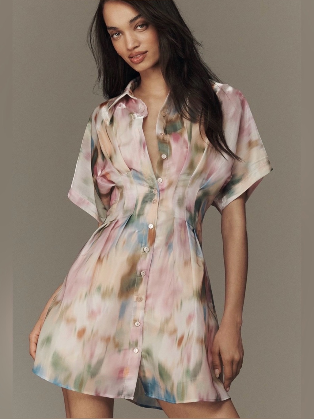 Anthropologie Exquise The Tobie Organza Mini Shirt Dress